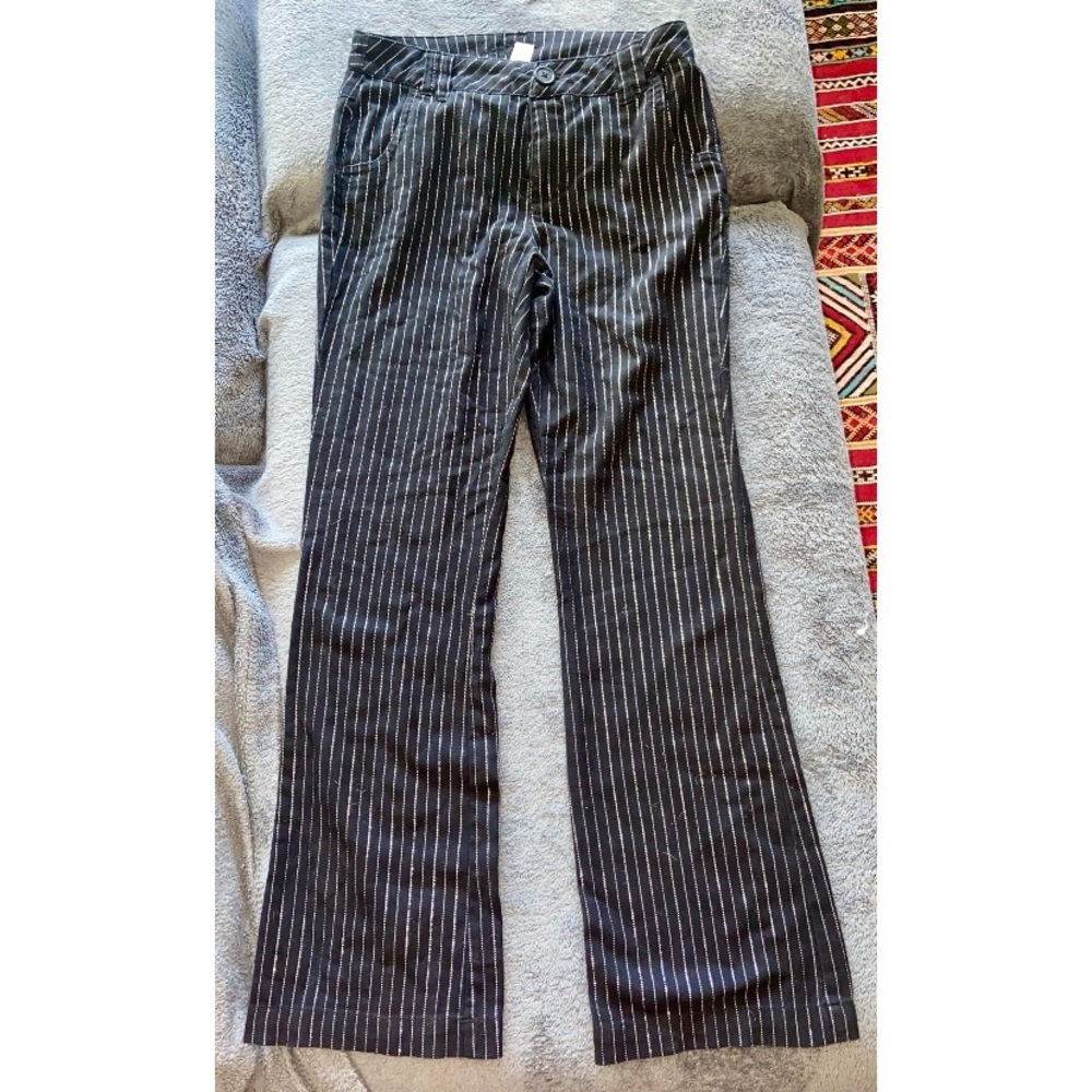 Sold-Justice For Girls Black With Silver Metallic Striped Pants, Sz 12 Reg